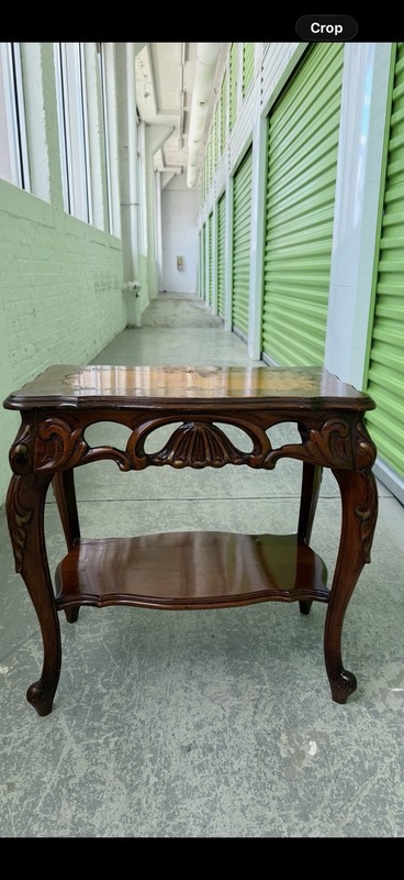Mahogany Two-tier End Table with Carved Shell and Scroll Apron In French Style gallery