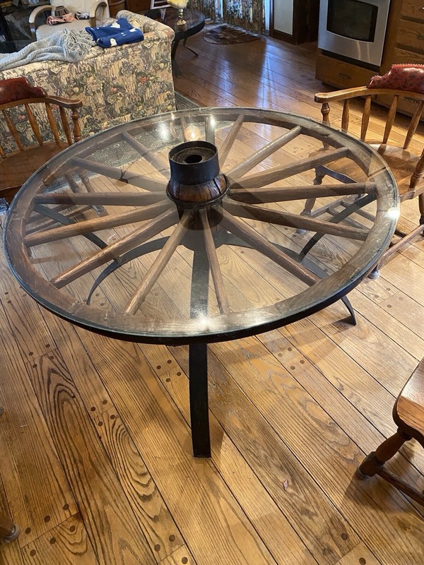 Antique Wagon Wheel Dining Table
