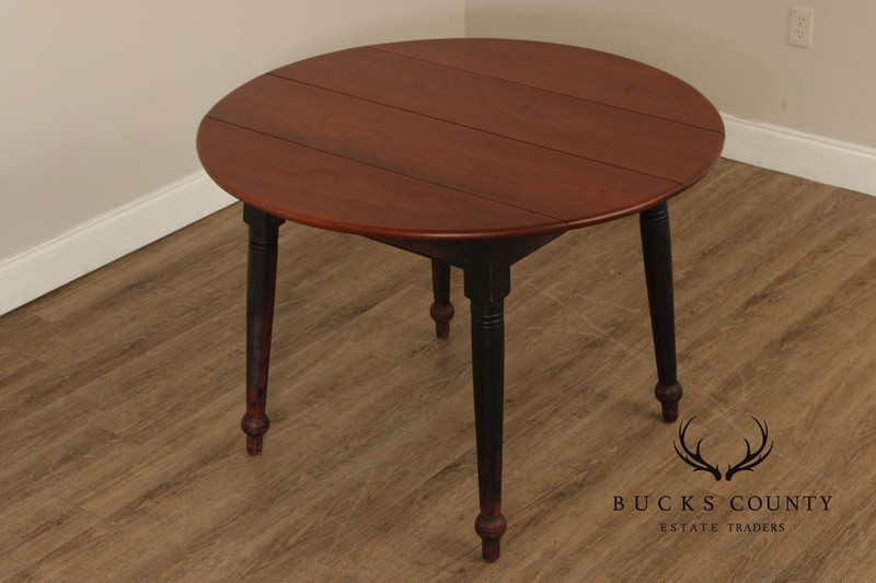 Primitive Farmhouse Style Round Plank Top Dining Table gallery