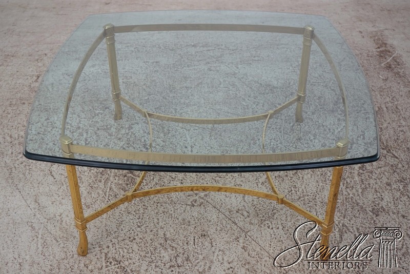 F61983EC: LABARGE Brass & Glass Top Coffee Table gallery