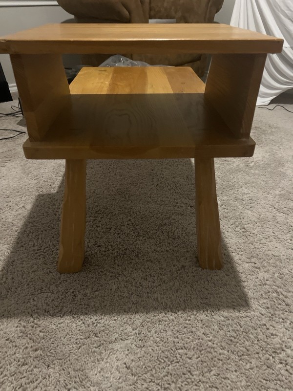 Solid Oak Handmade Wooden End Table Two-Tier gallery
