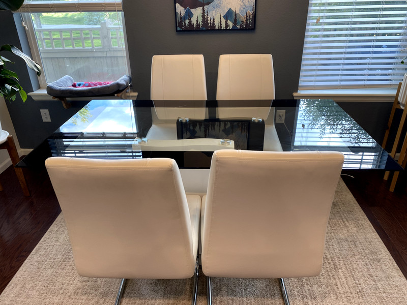 Kingsdown Glass Top Metal Base Dining Table - Black&White - Chairs Included gallery