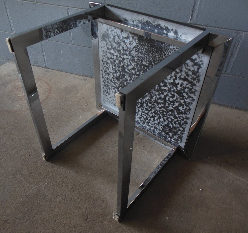 MCM Chrome Side Drink ACCENT TABLE BRUTALIST Top Springer Era 80's Post Modern gallery