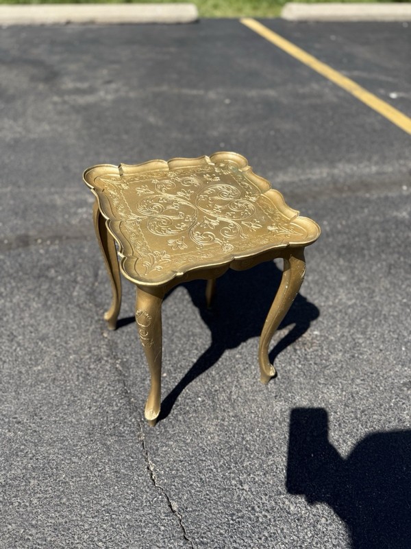 Vintage Italian Florentine Side Table Gold Baroque MCM 12" X 12"X 17” gallery