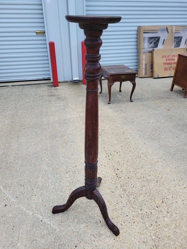 Antique English Hand Carved Mahogany Wood 54" Torchere Plant Stand gallery