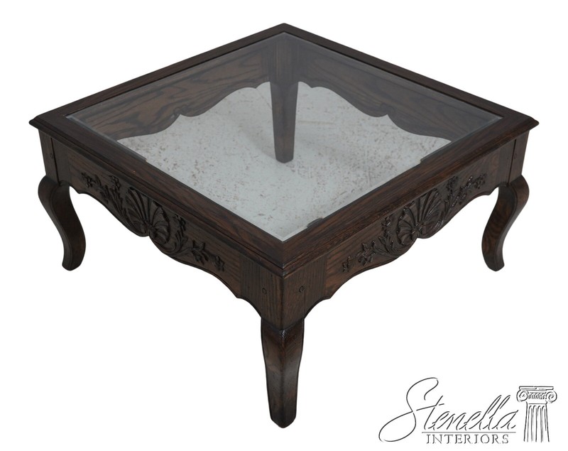 28802E: Country French Oak Coffee Table w. Glass Top