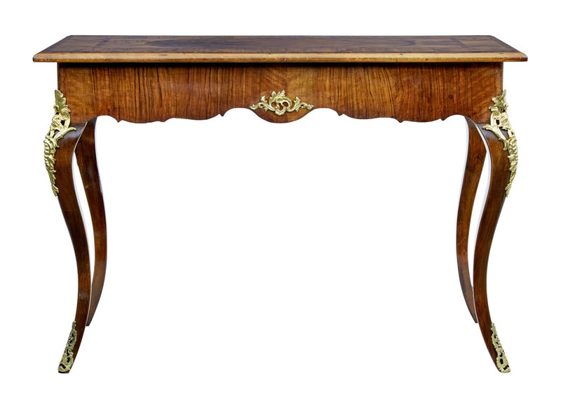 19TH CENTURY ROCOCO REVIVAL WALNUT AND ORMOLU INLAID TABLE gallery