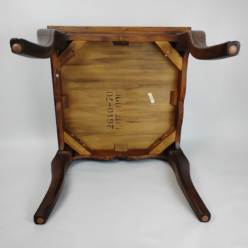 French Provencial Wood Low Square Side/Tea/Plant Table Cabriole Legs Burl Oak gallery