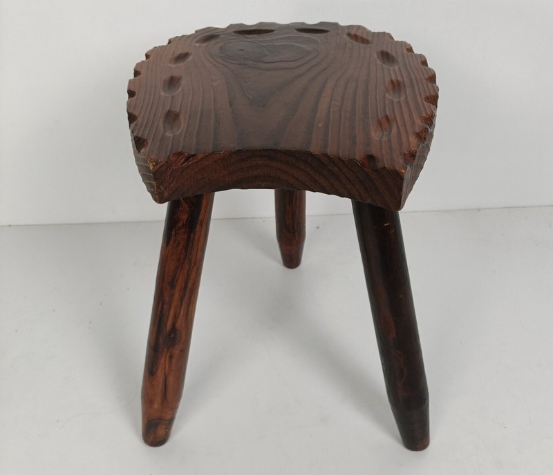 Spanish Milking Stool Table Pedestal Plant Bonsai Stand Carved Wood Horseshoe fo gallery