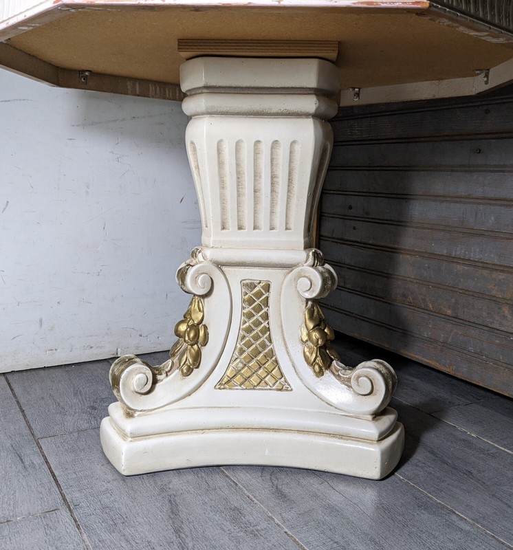 Vintage Hollywood Regency Italian Neoclassical Octagonal Pedestal Accent Table gallery