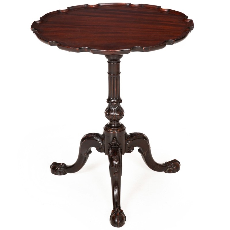 English George III Carved Mahogany Pie Crust Tilt Top Table ca. 1780 gallery