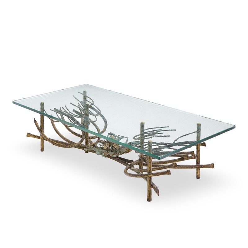 Daniel Gluck Mid Century Sculptural Bronze Coffee Table gallery