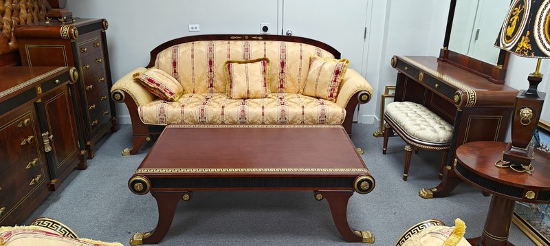 Luxury Italian Coffee Table - Gold Versace Design - Dark Wood gallery