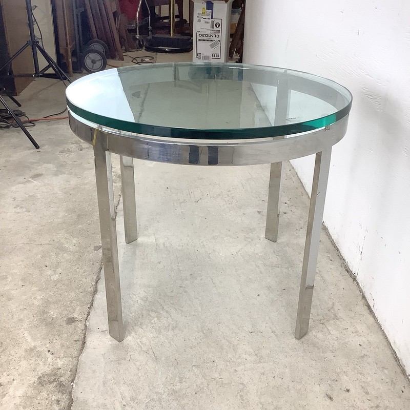 Vintage Chrome & Glass End Table attr. Zographos gallery