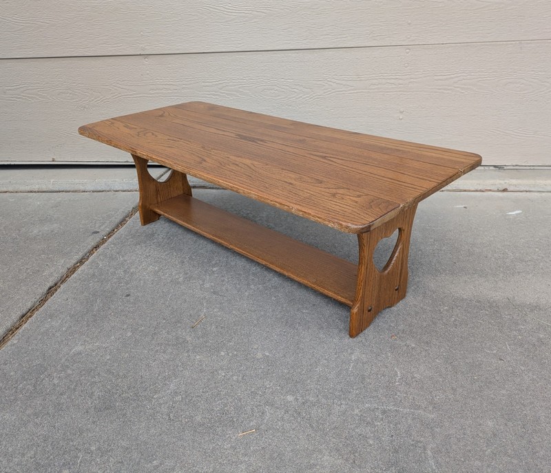 Vintage Rustic Country Farmhouse Oak Wood Console Coffee Drop Leaf Table E23 gallery
