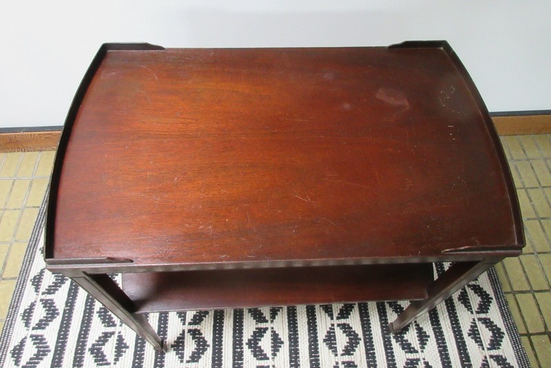 Hollywood Regency mahogany two-tiered side table Zangerle and Peterson Chicago gallery