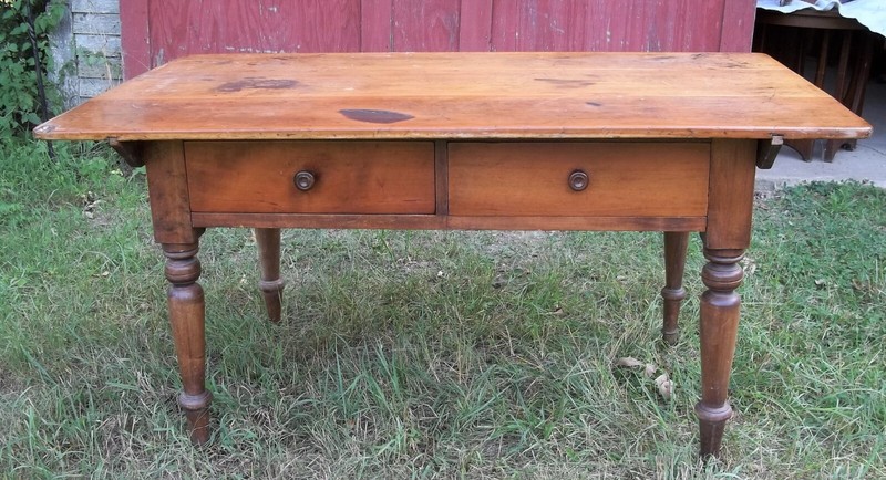 ANTIQUE 19th CENTURY 2 DRAWER COUNTRY FARMHOUSE WORK/DINING TABLE gallery