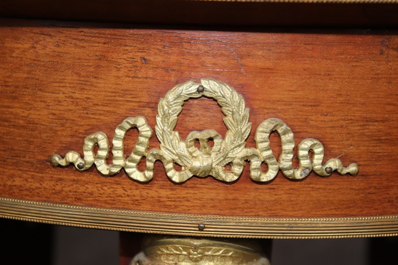 Fine Bronze Carytid Figural Mounted French Empire Verdi Marble Pedestal Stand gallery