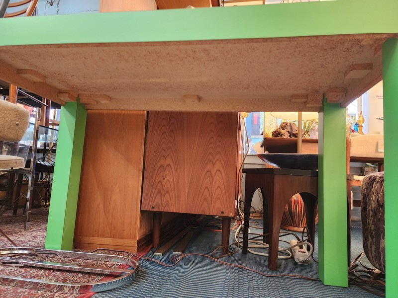 Vintage lime green Parsons table gallery