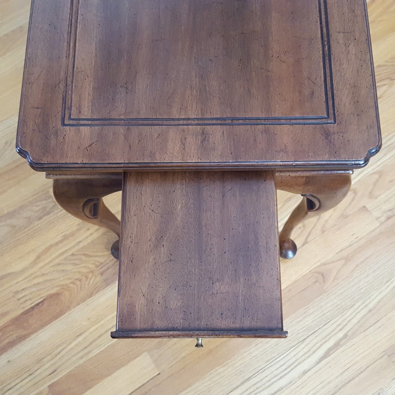 Vintage Queen Anne Style Tea Table Walnut/Mahogany Unmarked Two Pull Out Trays! gallery
