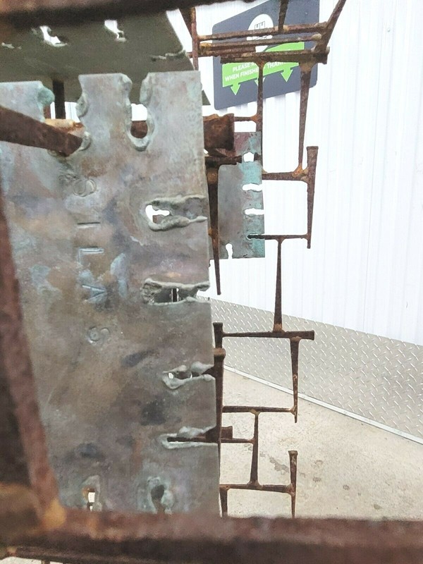 70'S SILAS SEANDEL WELDED NAIL AND COPPER CUT OUT COFFEE TABLE SIGNED NO GLASS gallery