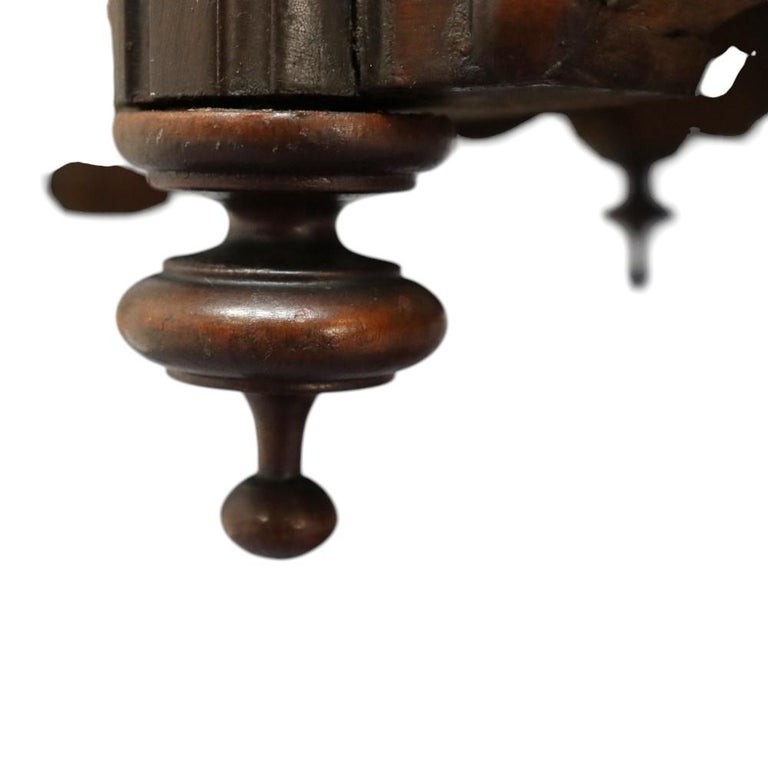 Renaissance Revival Carved Walnut & Marble Turtle Top Table c1890 gallery