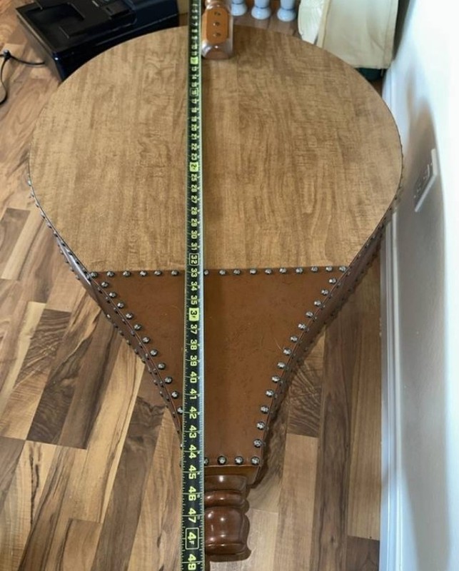 vintage solid wood coffee table - Bellows shaped gallery
