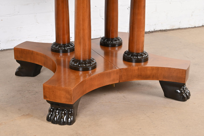 Baker Furniture Neoclassical Cherry Wood and Parcel Ebonized Dining Table gallery