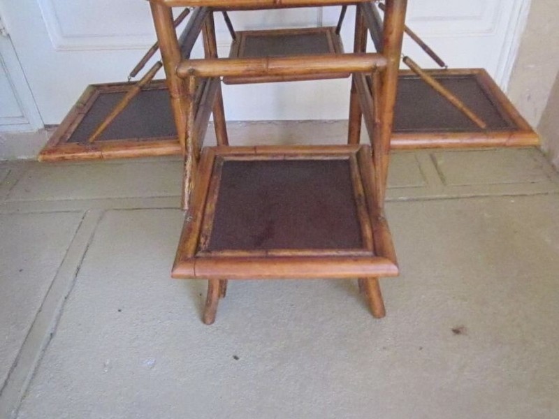 French Bamboo Rush Side Table 19th Century France Tiered Dessert Server gallery