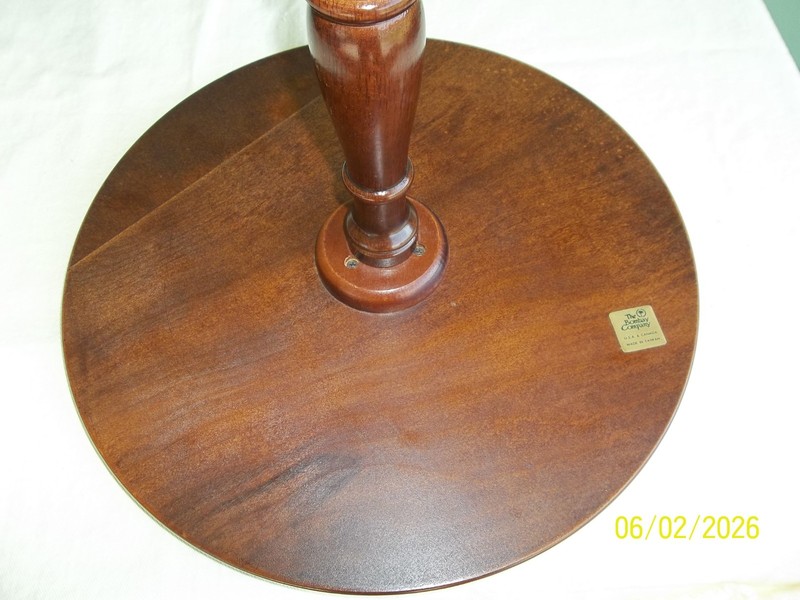 Bombay Co Mahogany Tripod Beveled Edge Round Top Wine / Side Table 20 3/4" Tall gallery
