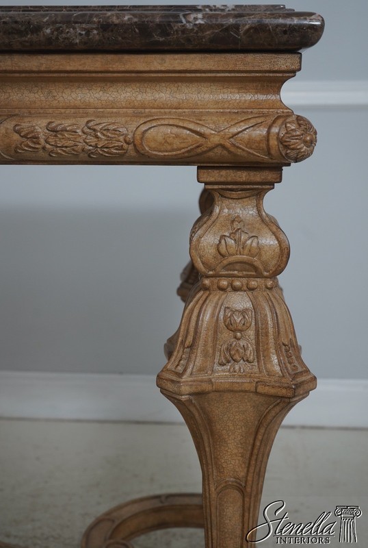 L72841: Vintage Italian Louis XVI Style Carved Marble Top Table gallery