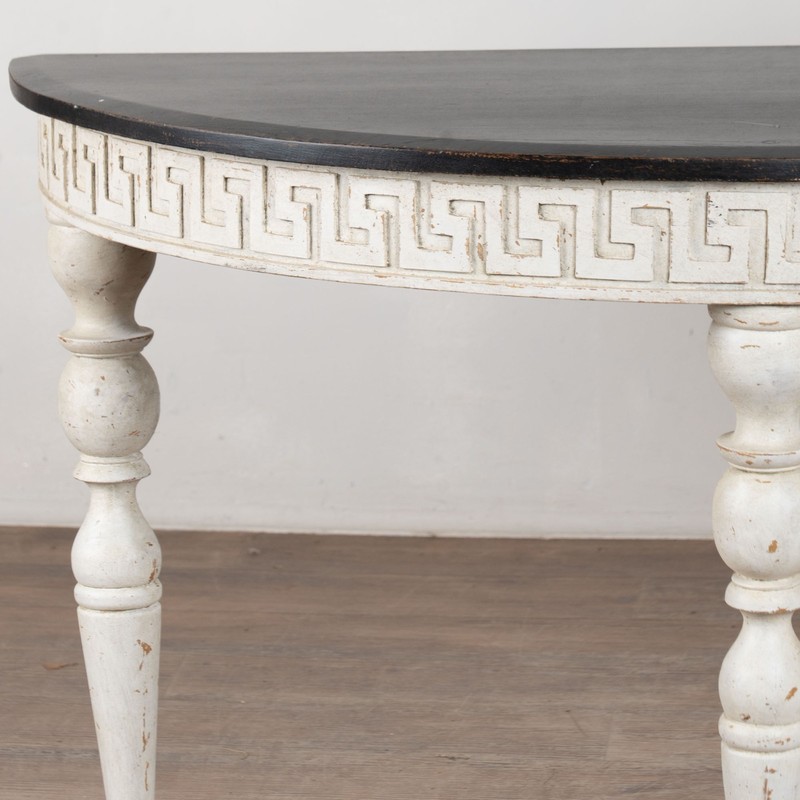 Pair, 19th Century Swedish Gustavian White Demi Lune Console Tables gallery