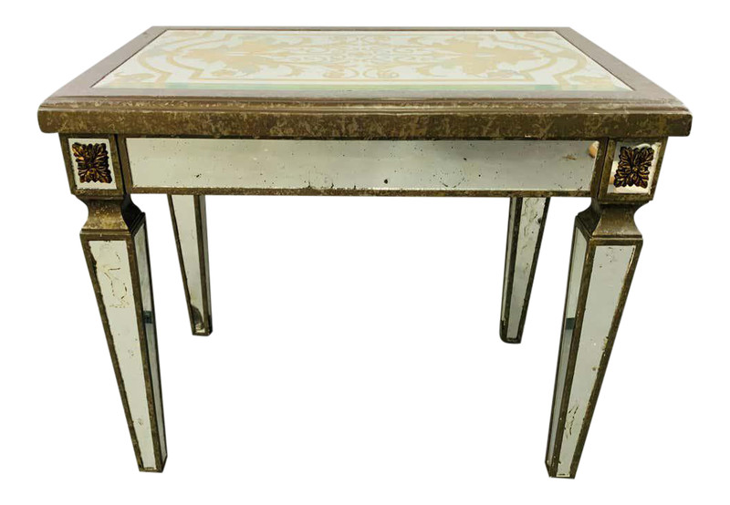 A Hollywood Regency Style Eglomise Mirrored Side table