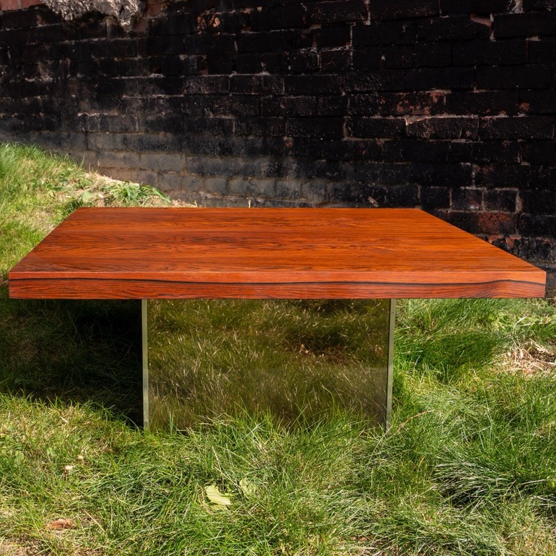 Milo Baughman for Thayer Coggin MCM Rosewood & Mirror Coffee & End Table gallery
