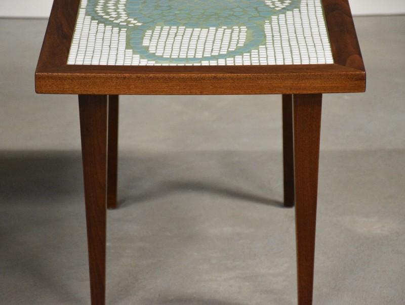 Walnut & Tile MCM End Tables- a Pair gallery