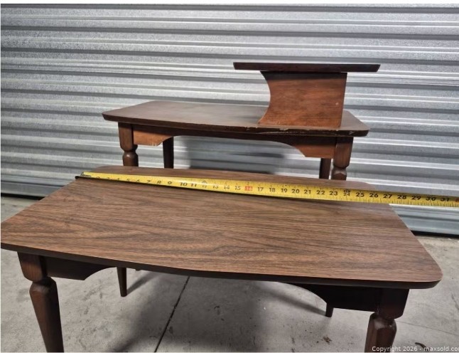 Mid Century Modern Two‑Tier End Table + Matching Coffee Table – Walnut gallery