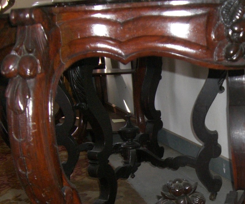 Antique Turtle Top Table Rococo Revival White Marble1800's gallery