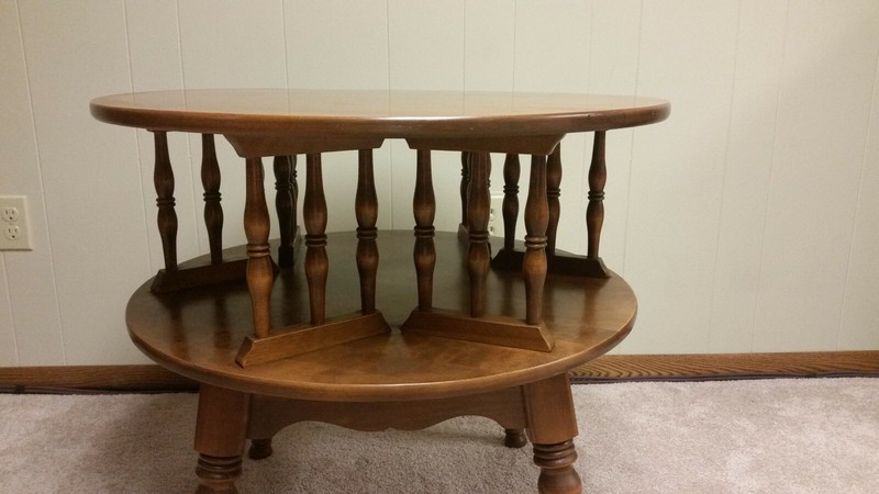 ETHAN ALLEN ROUND REVOLVING BOOK TABLE 