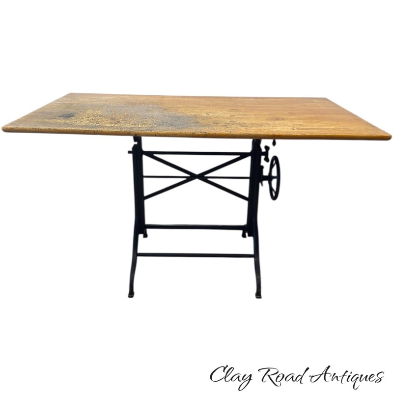 Antique cast iron drafting table architect dining industrial Dietzgen 1900 draw