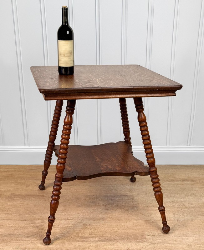 Antique Victorian Quartersawn Oak Square Parlor Table gallery