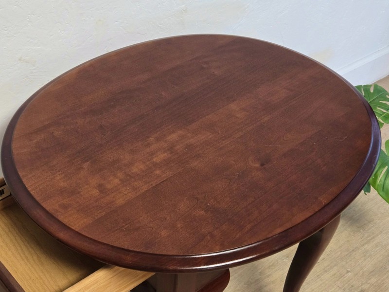Broyhill Cherry Oval End Table-Queen Anne Single Drawer Oval Solid Wood gallery