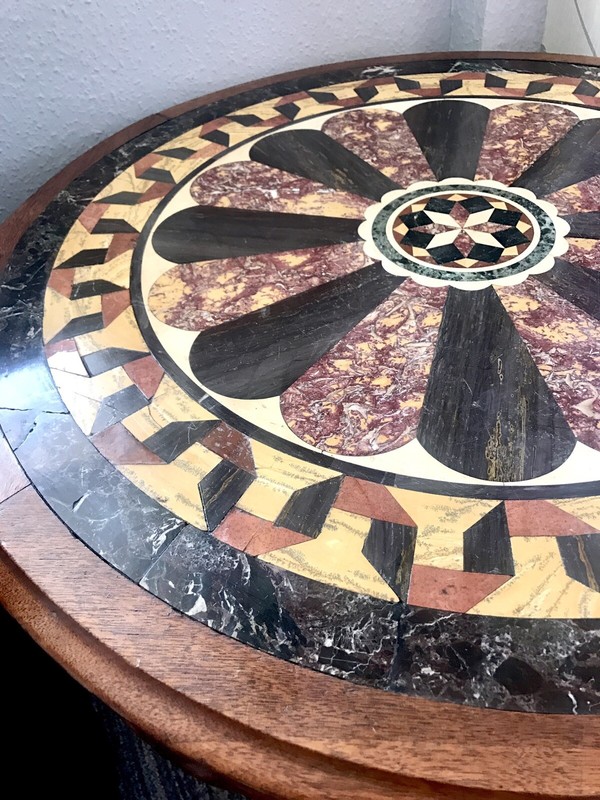 RARE! C. 19th Century Italian specimen marble table / Centre piece. Very Heavy! gallery