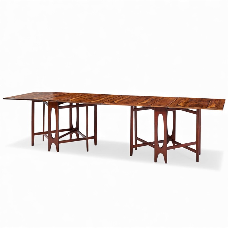 Bendt Winge Midcentury Norwegian Rosewood Drop-Leaf Rosewood Dining Table - Pair gallery