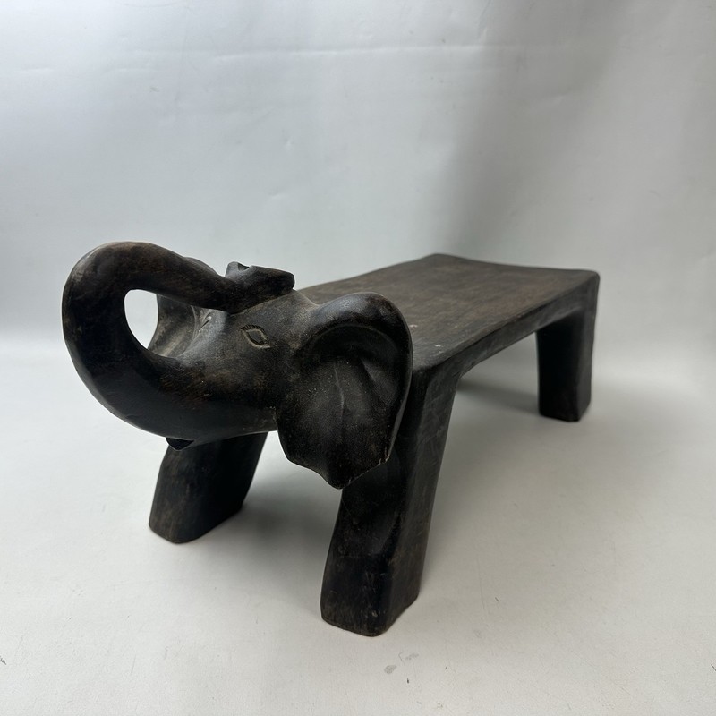Carved Wooden Elephant Decor Stool Foot Rest Unique gallery