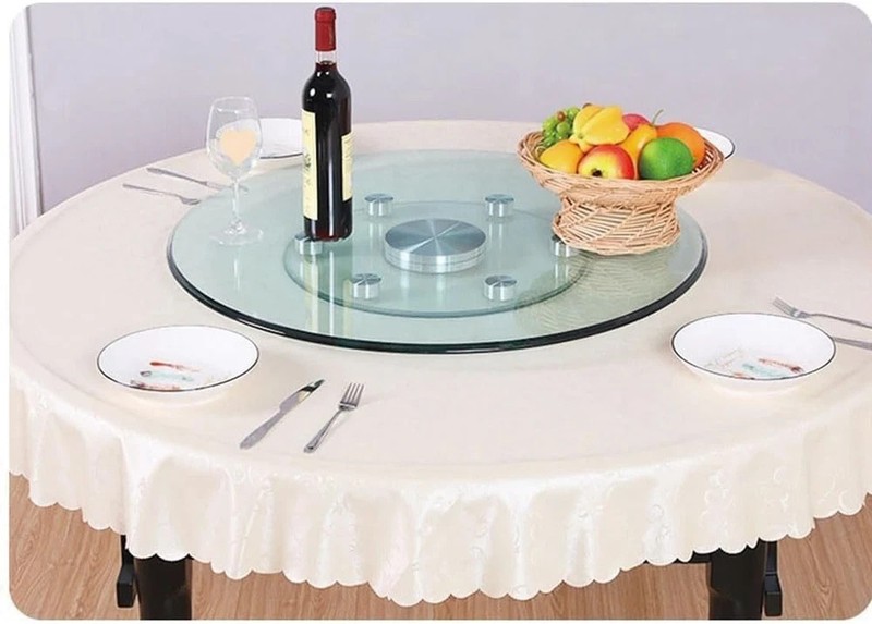 28" Glass Lazy Susan Turntable - 360° Smooth Spin for Dining Tables gallery
