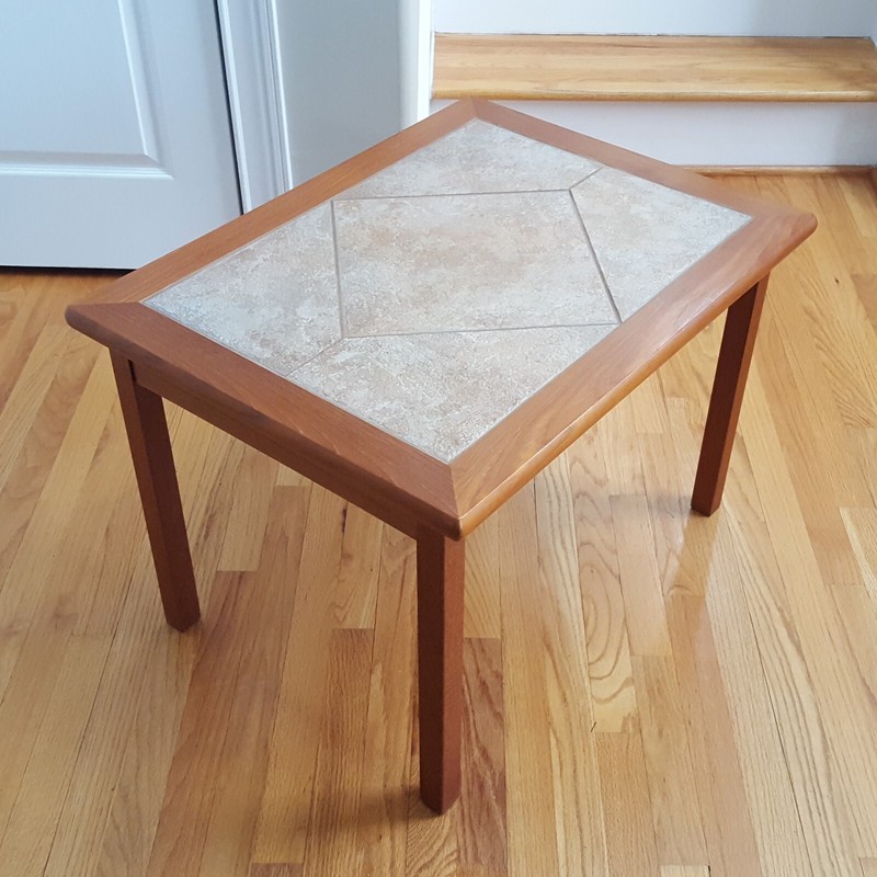 Vintage MCM Danish Teak/Tile Coffee/End Table Mobelfabrikken Toften Great Color! gallery
