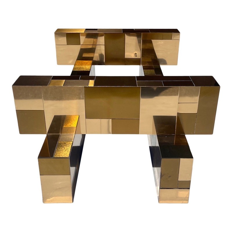 1970s Mid-century Modern Patchwork Coffee Table Base Paul Evans