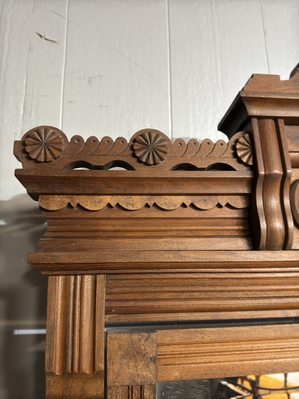 Antique victorian burl walnut high back washstand project marble top ornate 1880 gallery