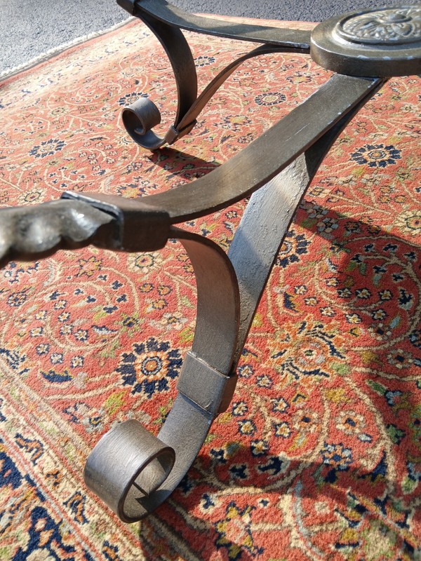 Contemporary Metal and 40"x40" Beveled Glass Top Coffee Table - Local Pickup gallery