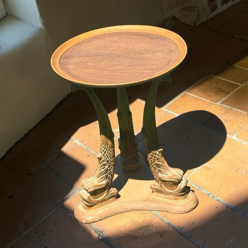 Vintage Italian Dolphin Fish Side Table Hollywood Regency Coastal Accent gallery
